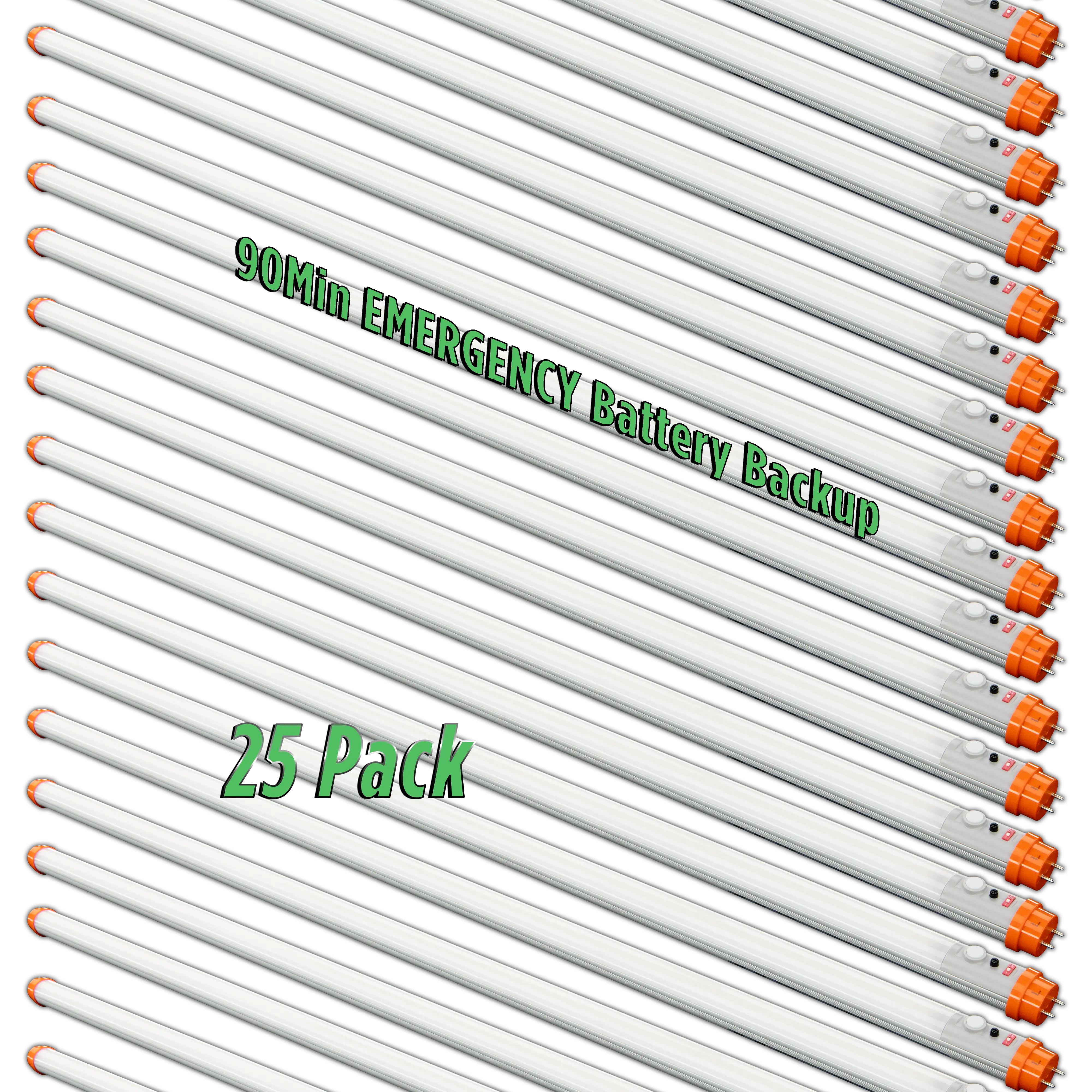 4' Ft. T8 LED 90Min EMERGENCY BATTERY Tube 18W Frosted 5000K