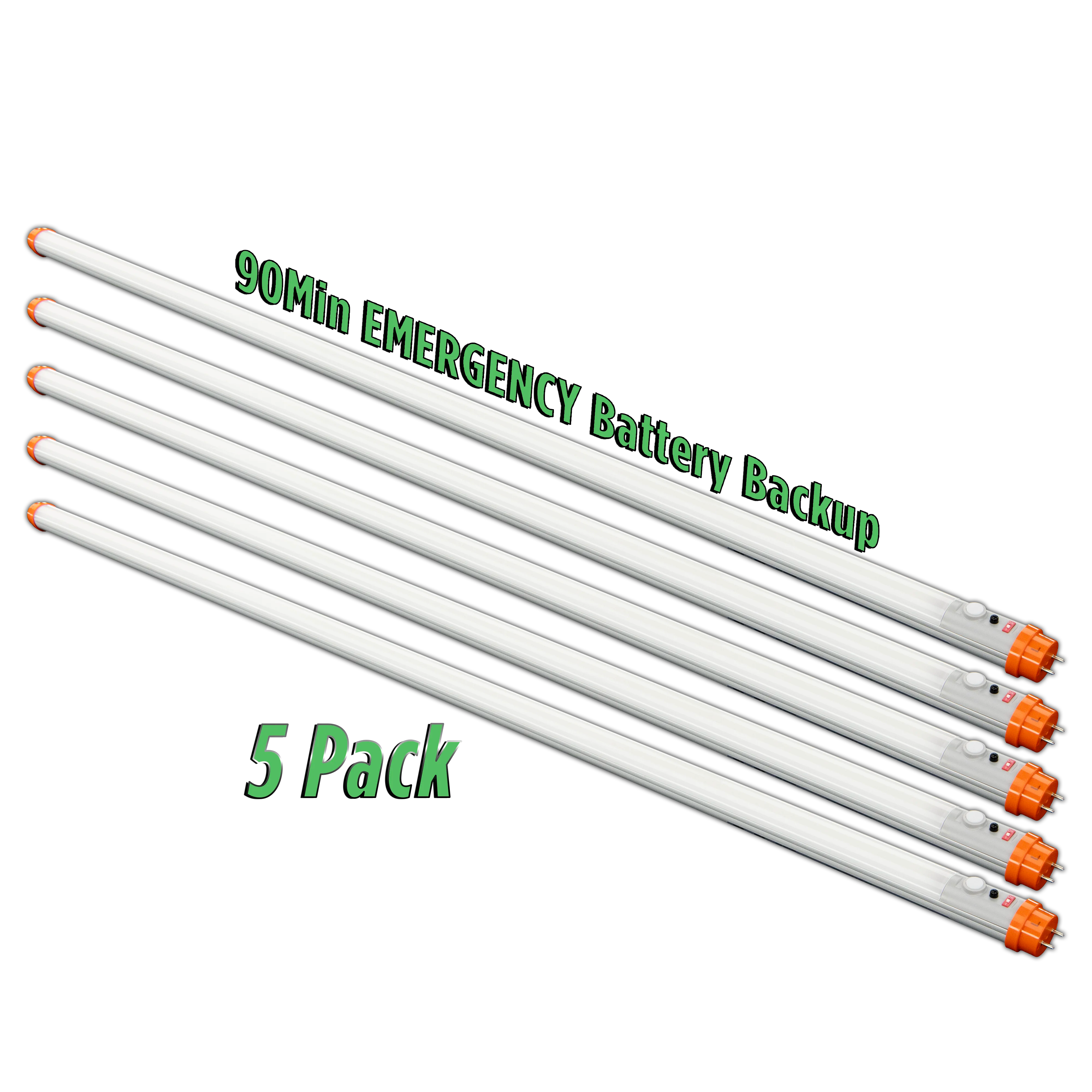 4' Ft. T8 LED 90Min EMERGENCY BATTERY Tube 18W Frosted 5000K