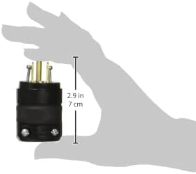 15 Amp 125 Volt, Straight Blade Rubber Plug, NEMA 5-15P, Black