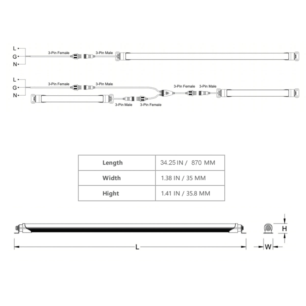 3FT Refrigerator Light LED Tube 14W, 2520LM, 4000K Screw Mount Direct Wire (25 Count Case Pack)