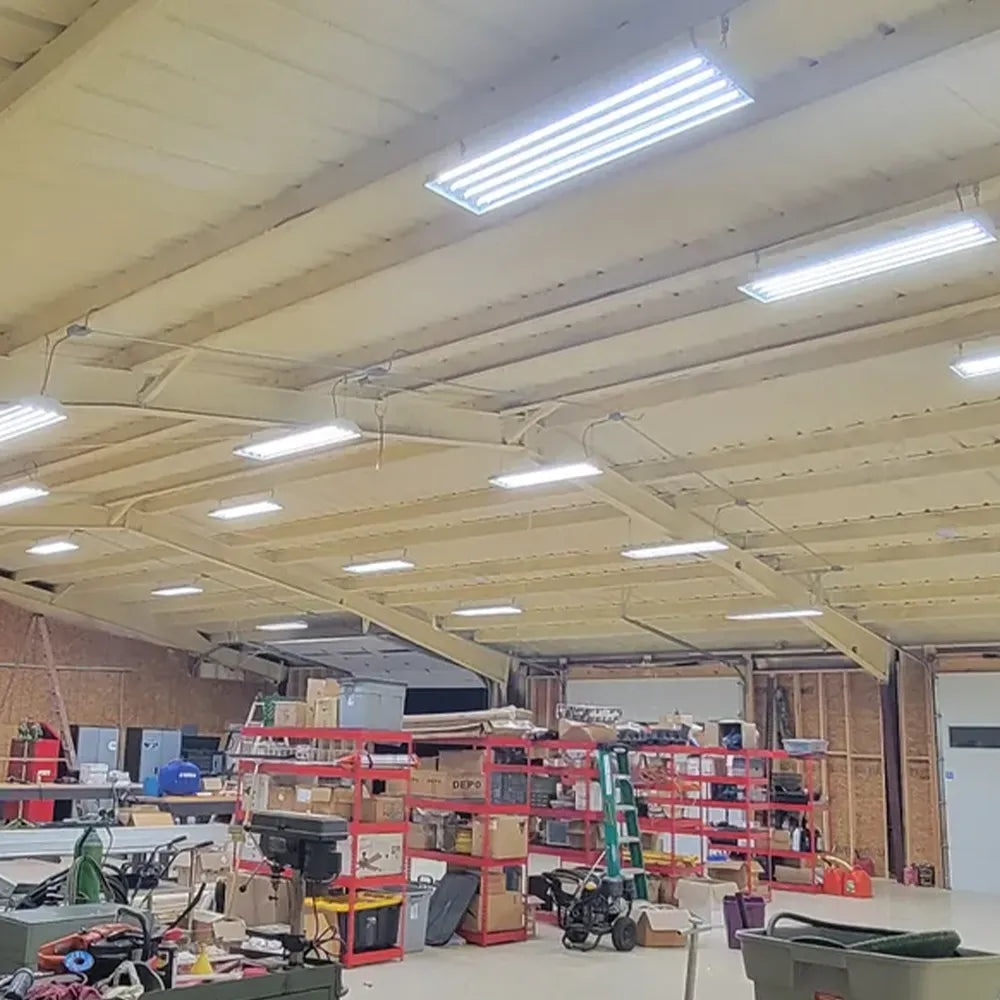 4ft LED Shop Light | Fixture & 4 Frosted Tubes | Up to 15ft Mounting Height