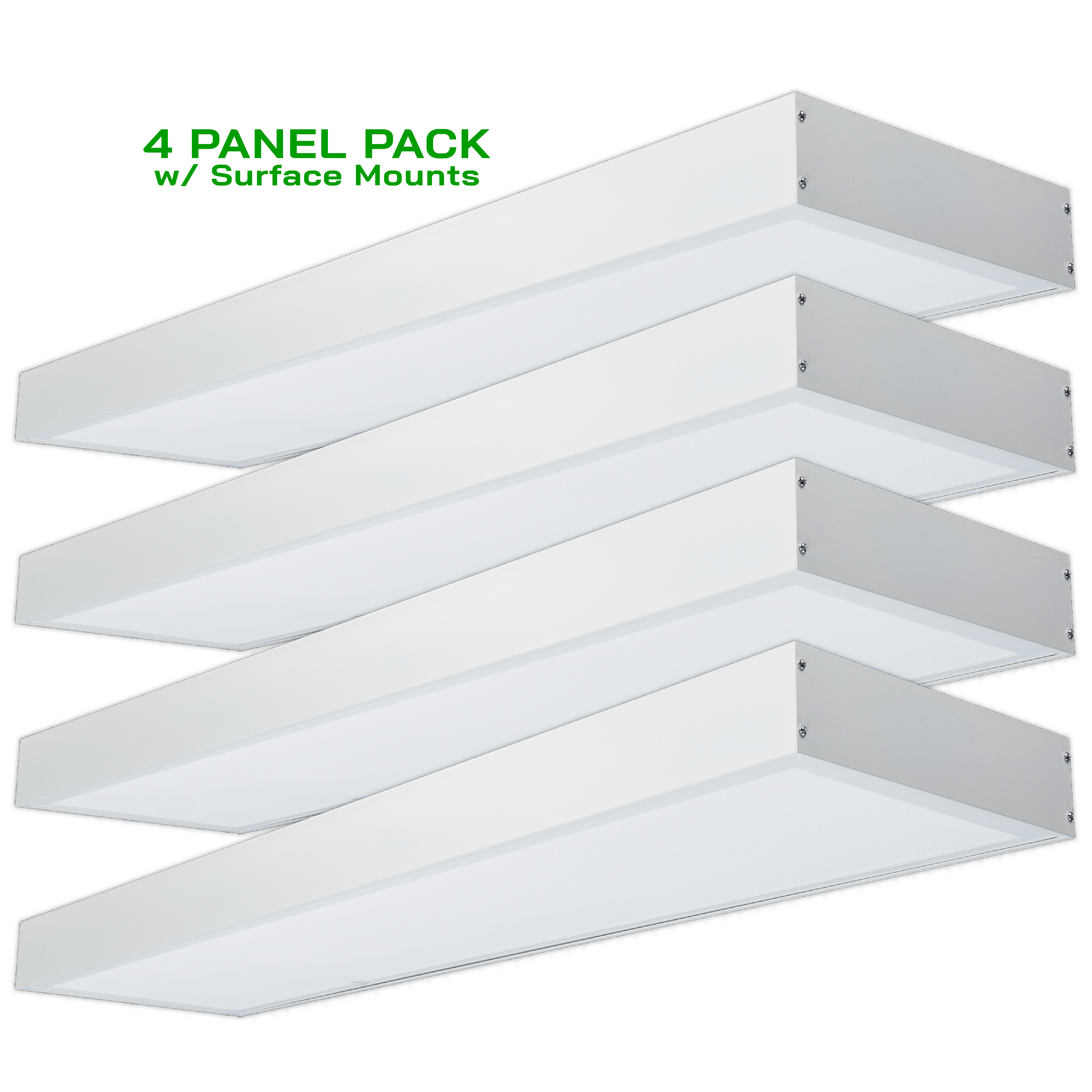 1' X 4' LED up to 40 Watt Panel Troffer w/ Surface Mount Kit (4 PACK)