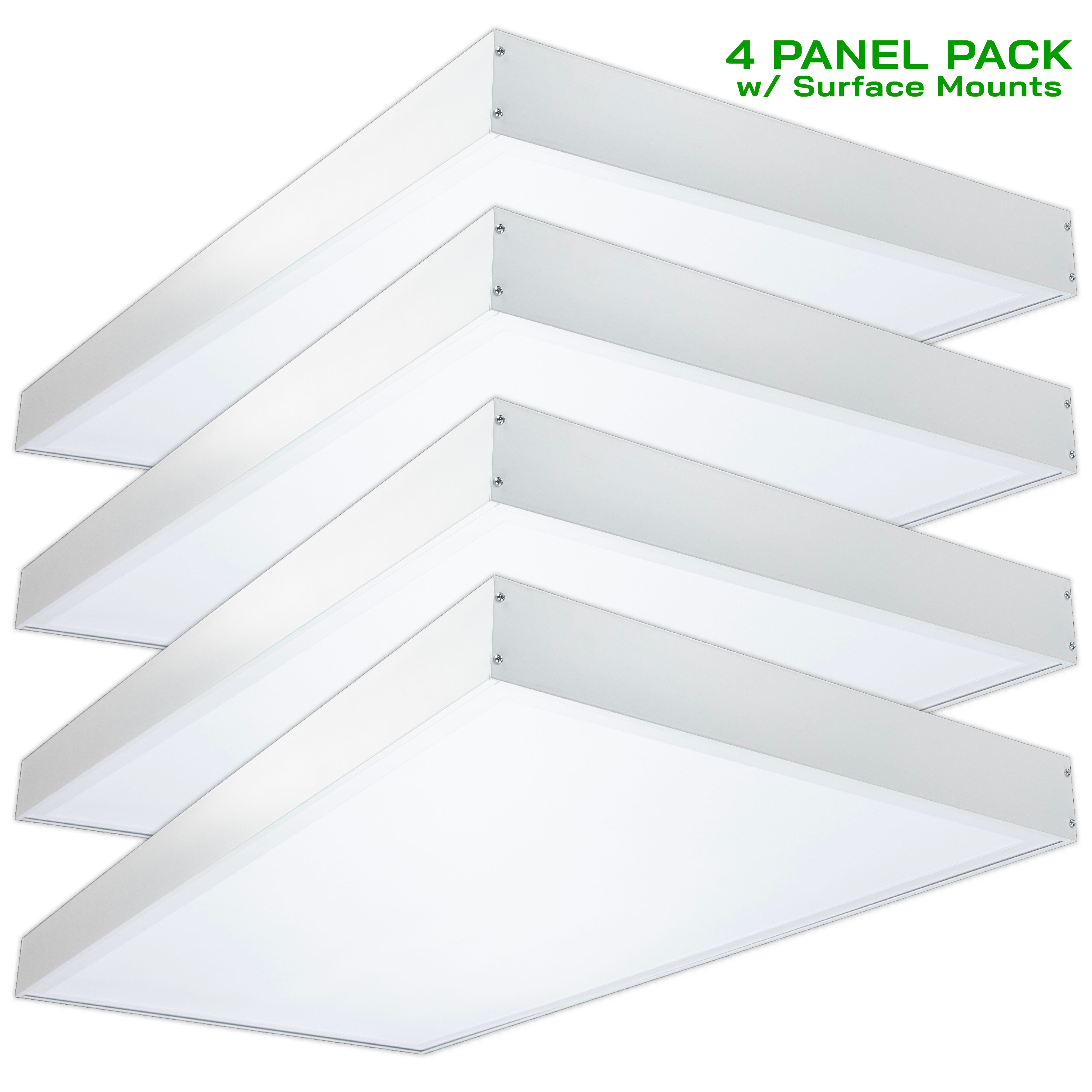 2' X 4' LED 72 Watt Panel Troffer High Lumen w/ Surface Mount Kit (4 P ...
