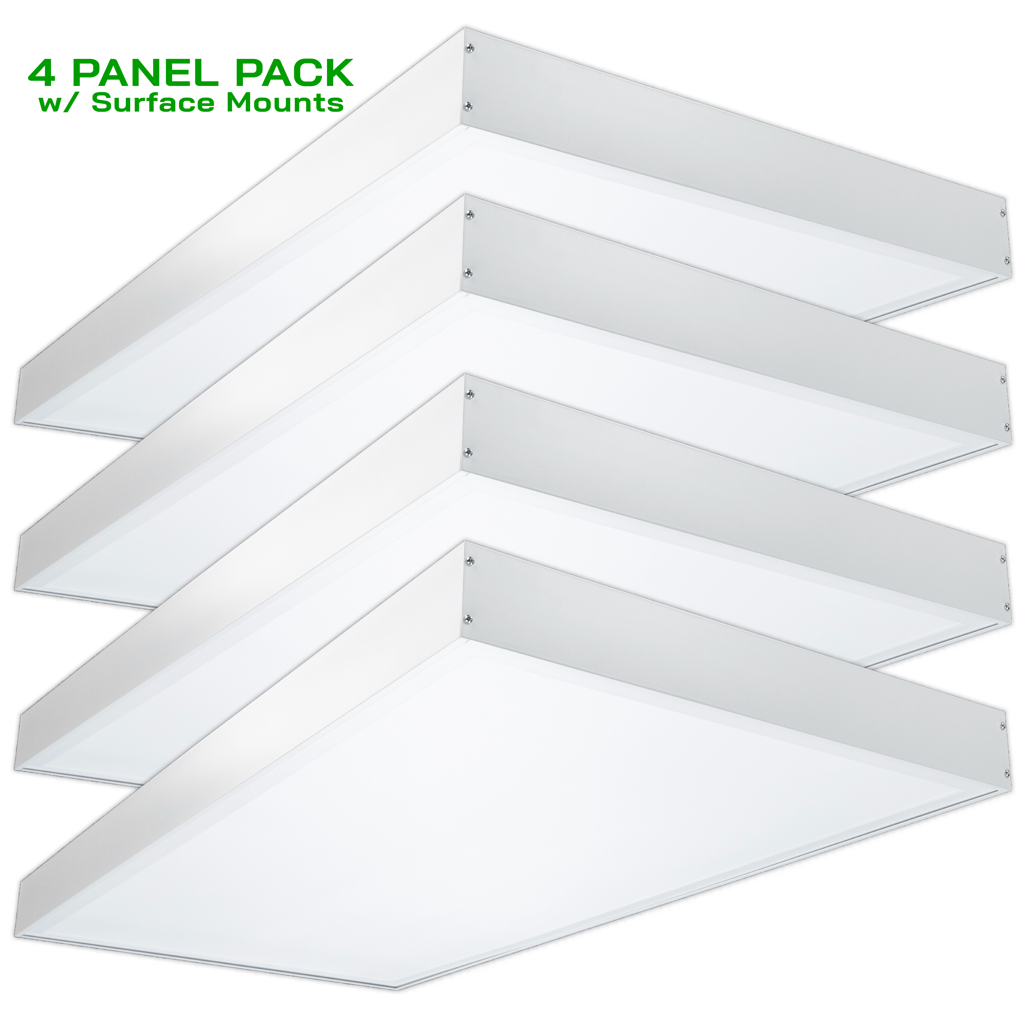 2' X 4' LED 72 Watt Panel Troffer High Lumen w/ Surface Mount Kit (4 PACK)