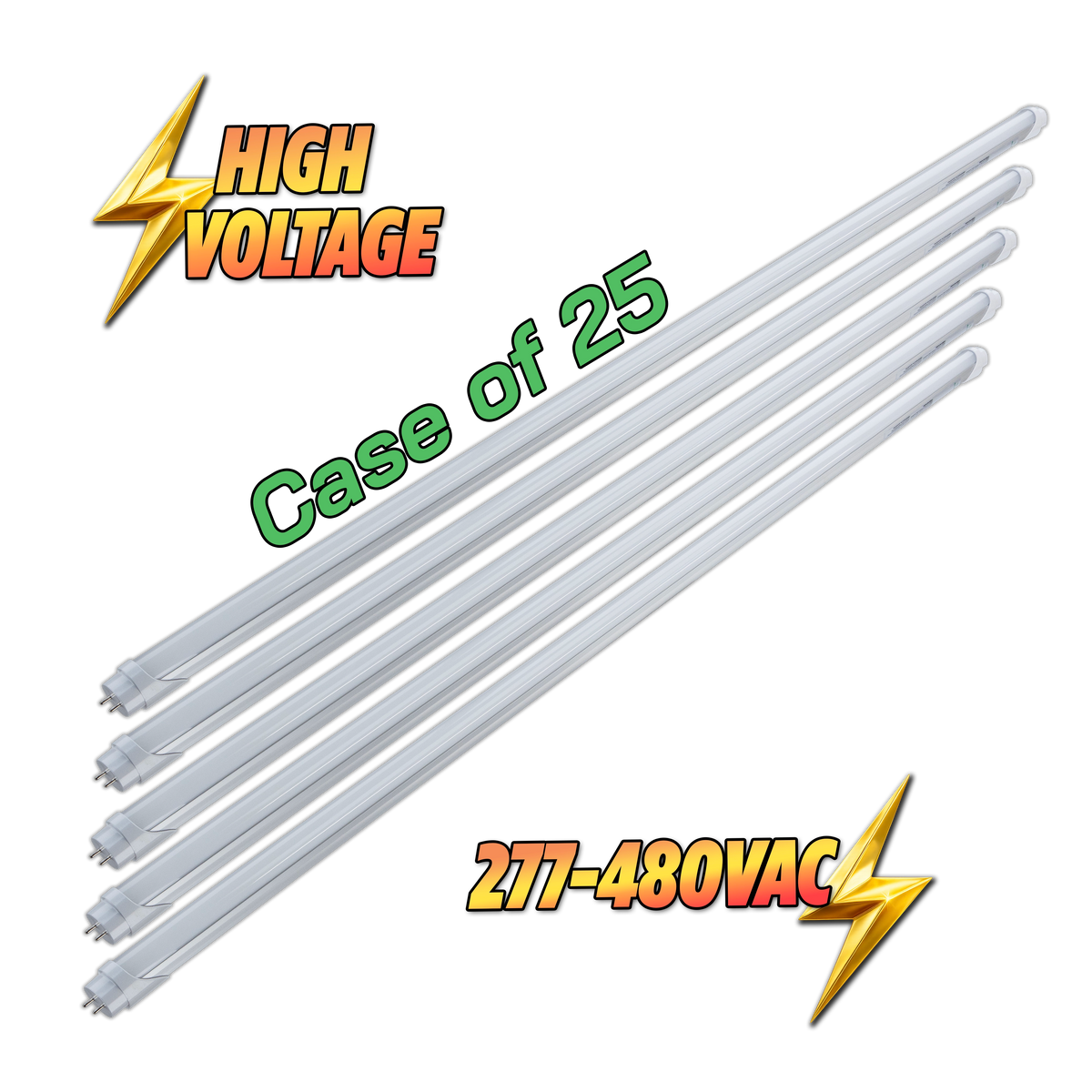 *HIGH VOLTAGE* 4' Ft. T8 LED Bulb 18W Frosted 5K CCT - Double Ended Direct Wire (Case of 25)