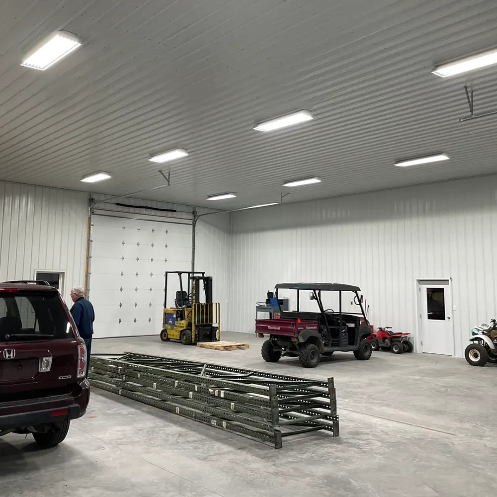 4ft LED Shop Light | Fixture & 6 Frosted Tubes | Up to 30ft Mounting Height