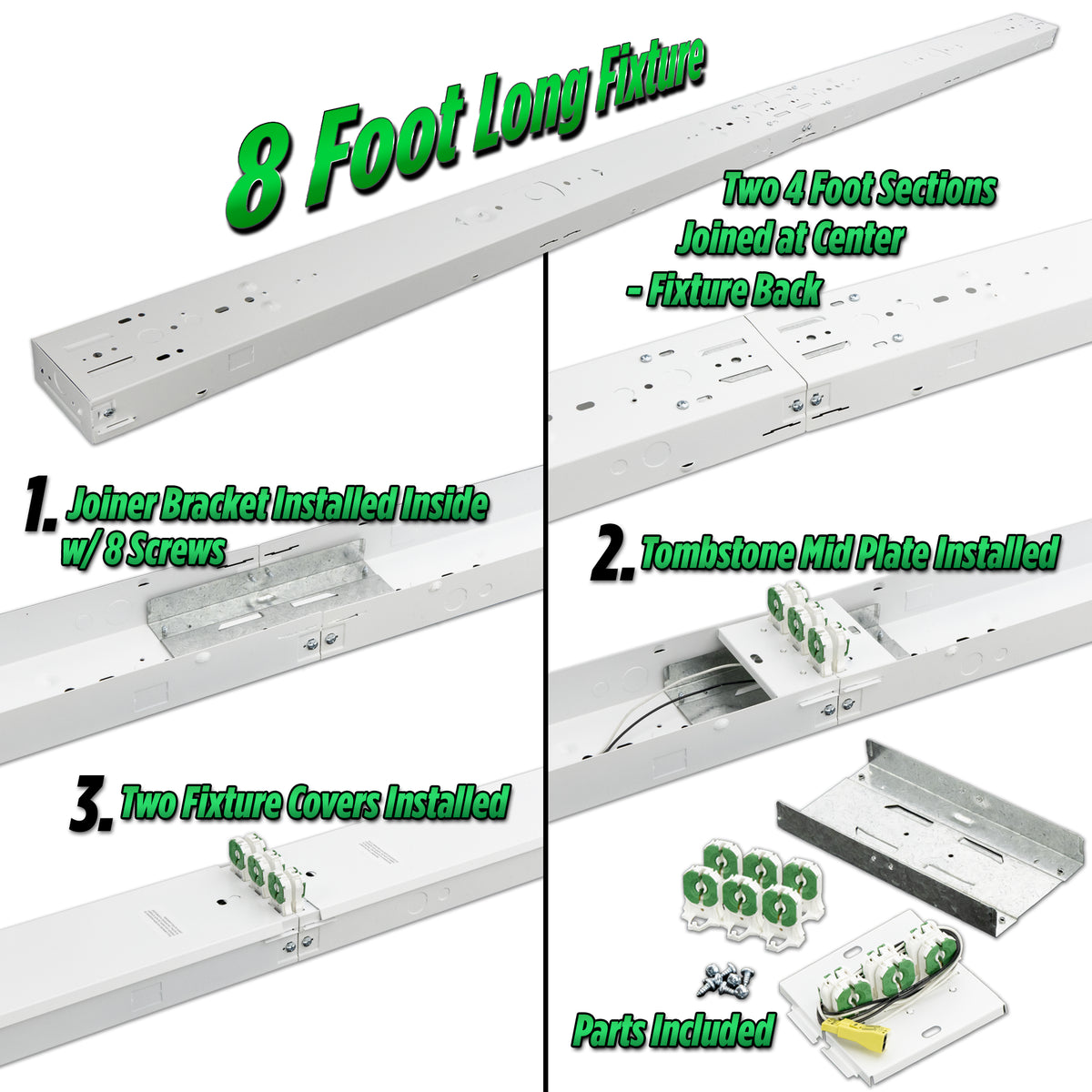 8ft. USA Made BOLT® Motion Activated 6 Lamp LED Shop Light – 120W - 21,600 Lumens - Clear/Frosted