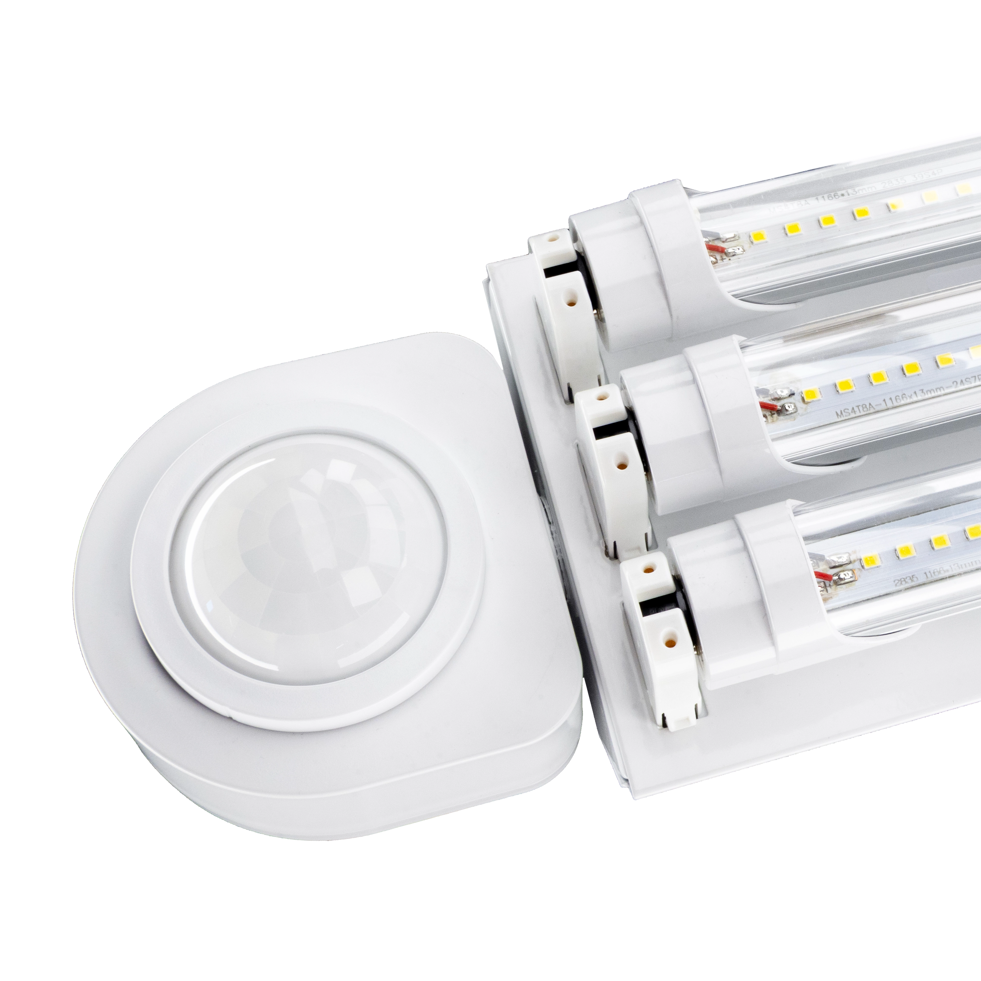 Bright AF - Motion Activated 4ft. LED 3 Lamp Garage Light with 6' Cord & Plug