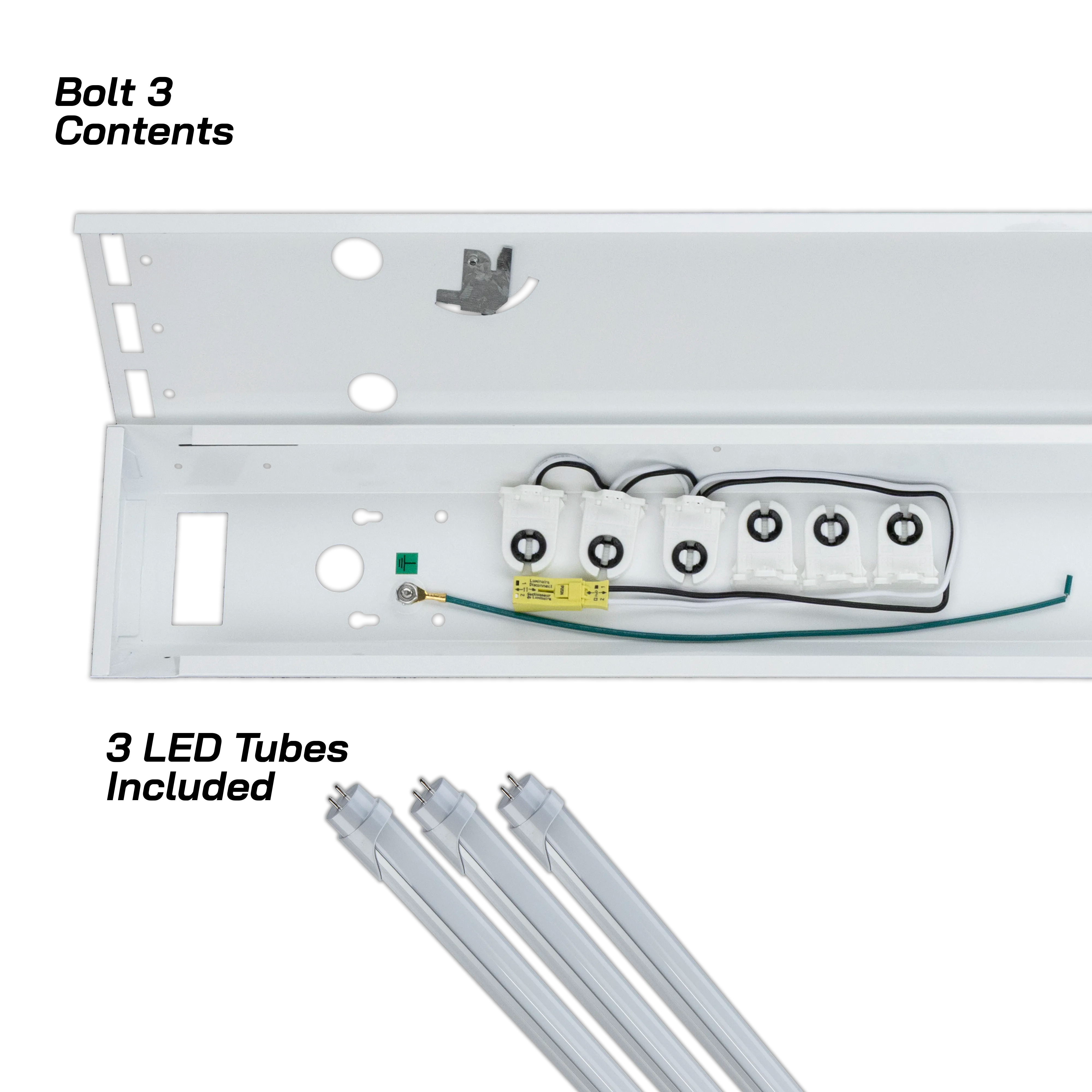 4ft. LED 3 Lamp BOLT® GEN 2.0: Brighter, Most Efficient, Sleeker - 60W Frosted LEDs 10,800 Lumens