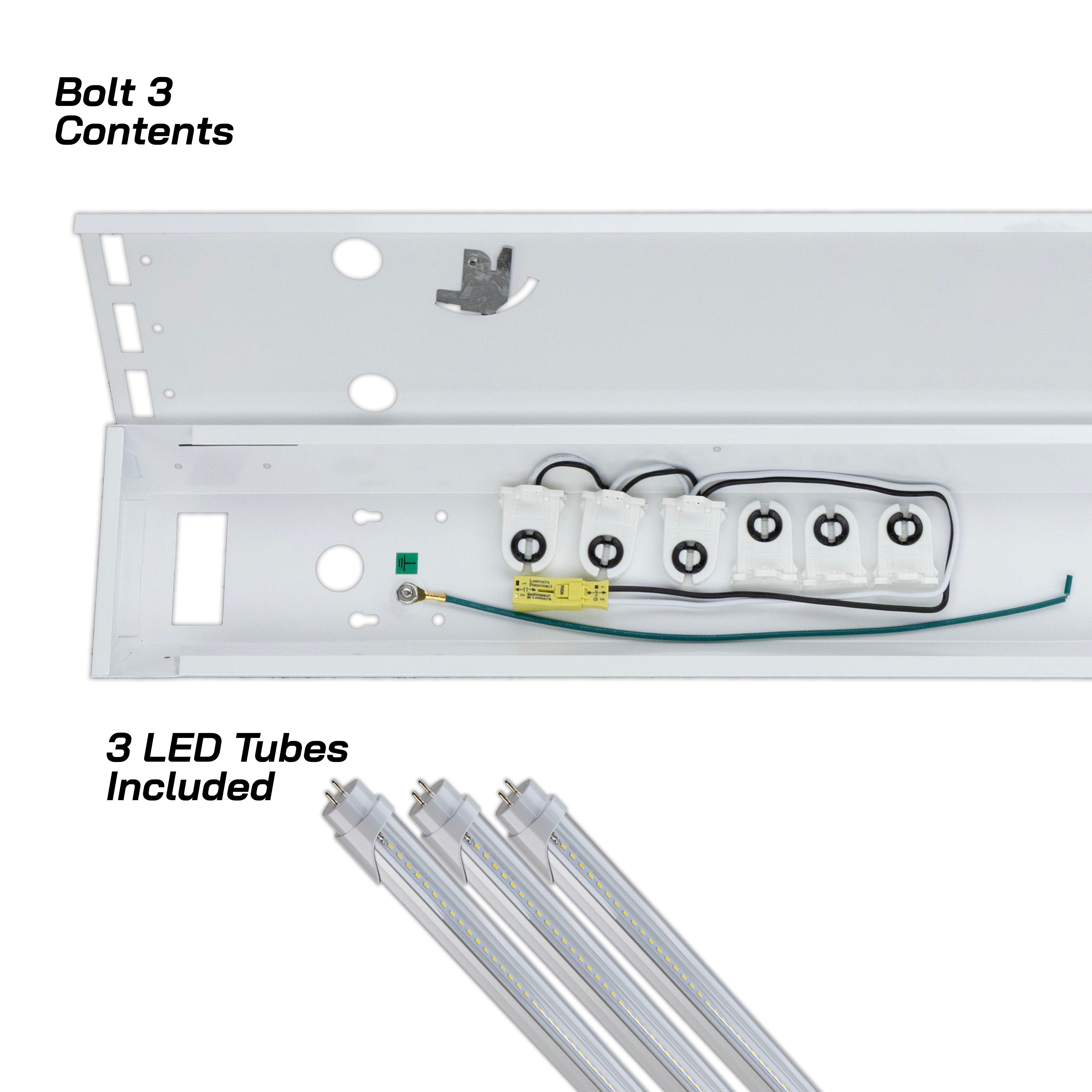4ft. LED 3 Lamp BOLT® GEN 2.0: Brighter, Most Efficient, Sleeker - 60W Clear LEDs 10,800 Lumens