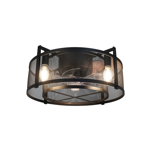 Energetic Lighting CFAN-DC7B40-002 Caged Ceiling Fan Mesh 16", 7 Blades, Black Finish, w/Remote & 4 E12 Sockets, 120V, Dim