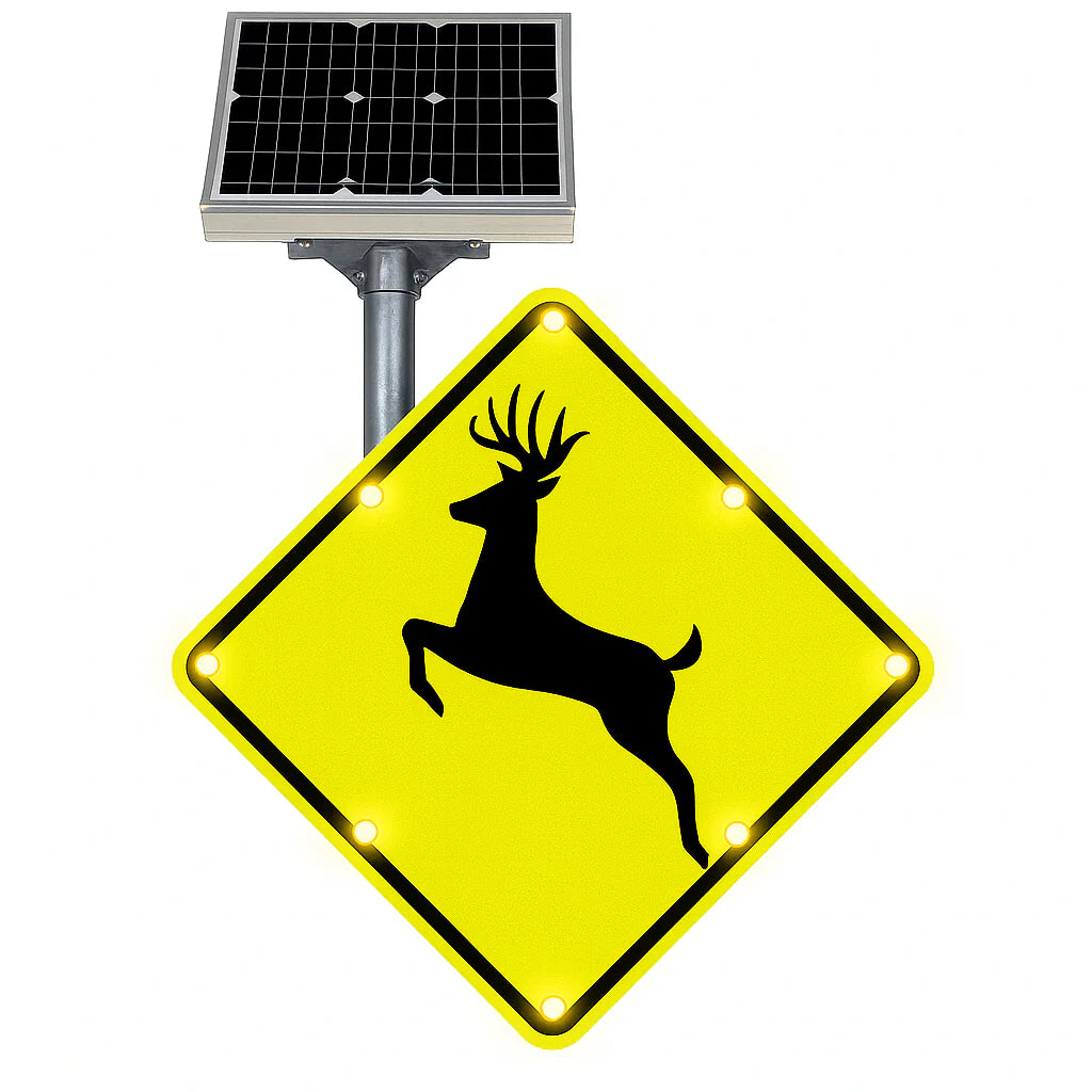Solar LED Deer / Golf Cart / Custom Sign 30" USA Made MUTCD Approved