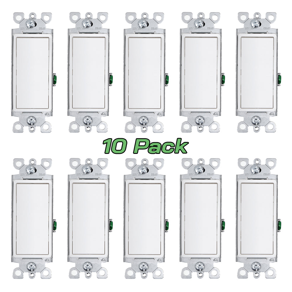 Energetic Lighting ESW-1P5D-10P (10 Pack) Decorator Single Pole Switch Rated 15A - 120-277 AC