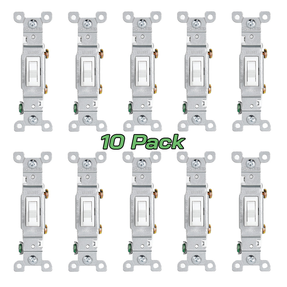 Energetic Lighting ESW-1P5G-10P (10 Pack) Single Pole Toggle Switch Rated 15A - 120-277AC