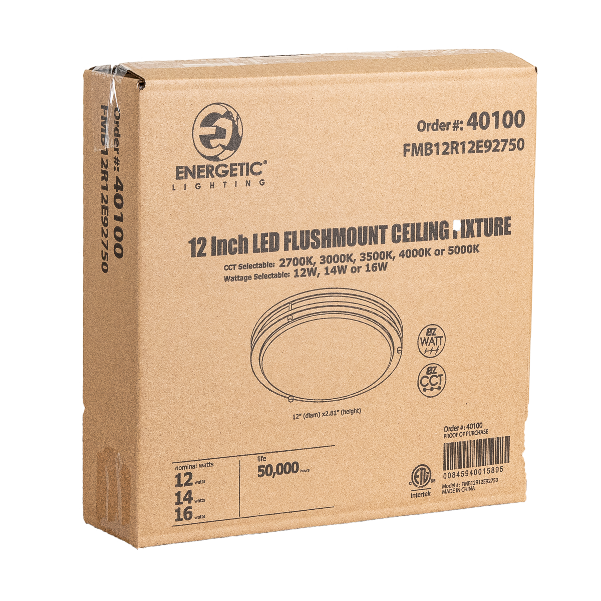 Energetic Lighting FMB12R12E92750 12" Flush Mount Double Ring Brushed Nickel 16W/14W/12W, 120V, Dimmable, Color Selectable