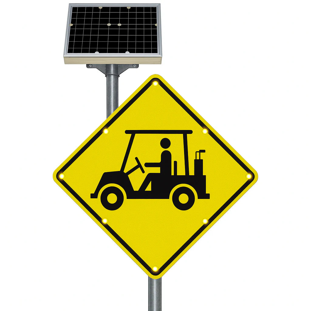 Solar LED Deer / Golf Cart / Custom Sign 30" USA Made MUTCD Approved