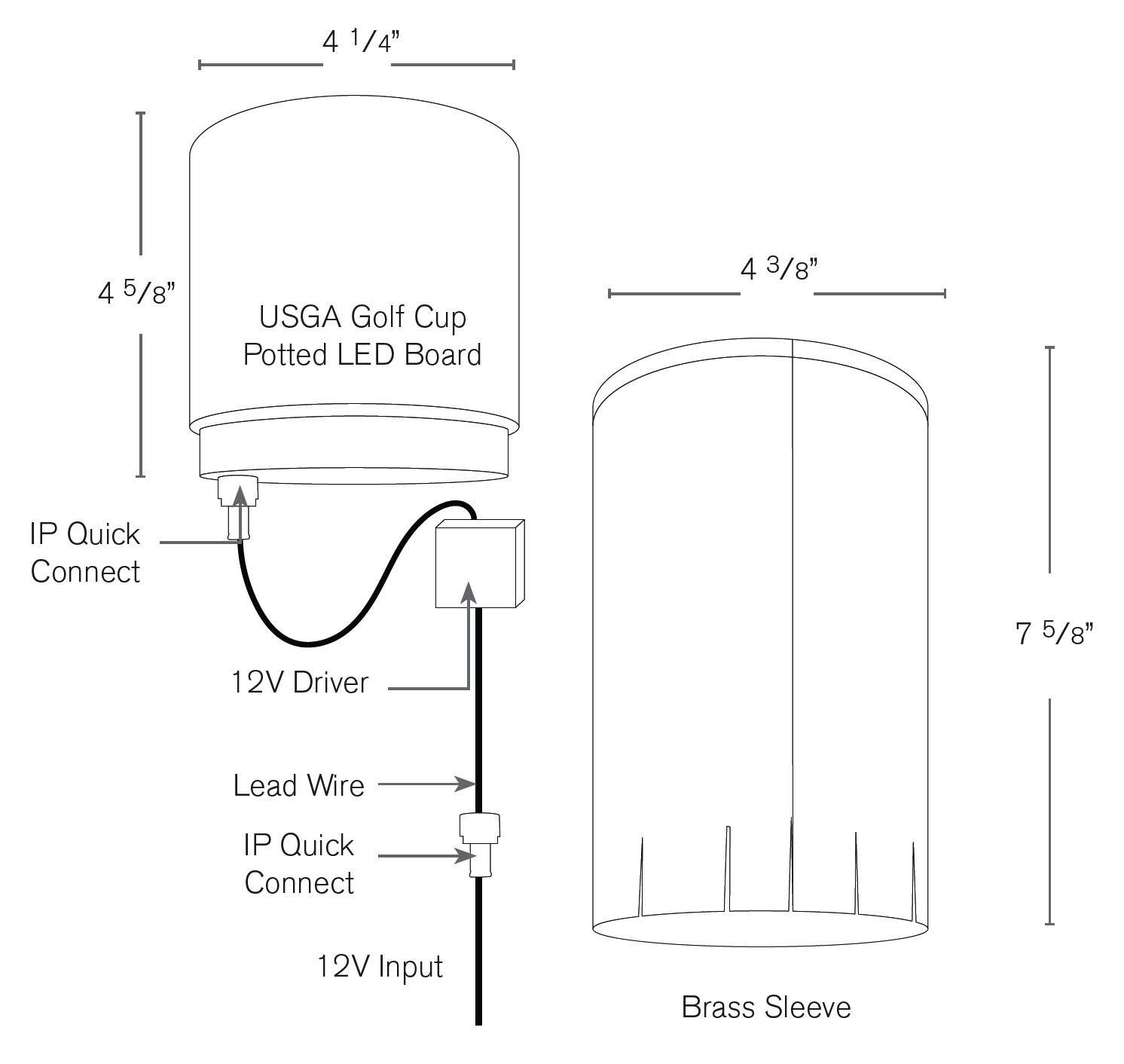 LED Golf Hole, Solid Brass Cup, Light, Pin, and Flags