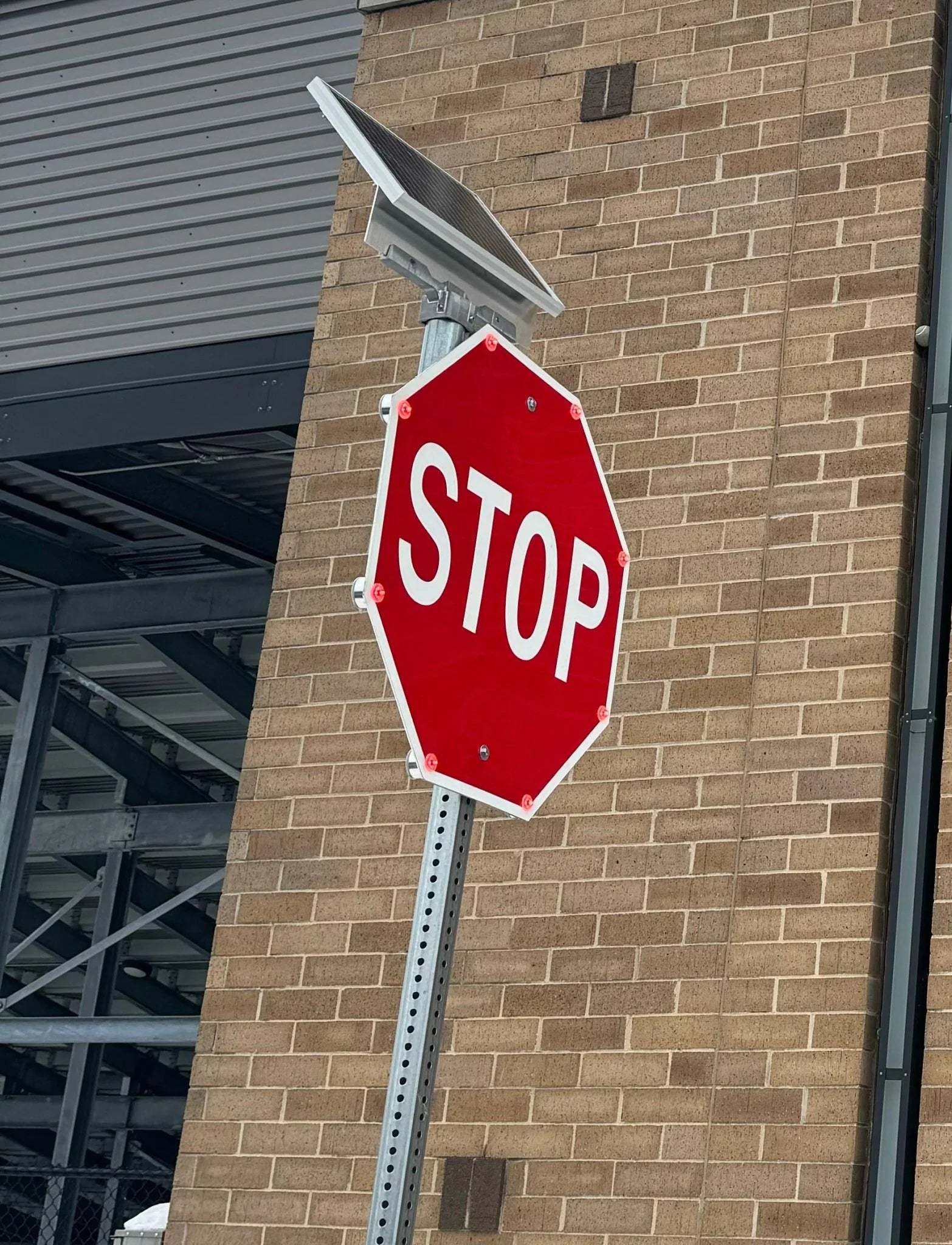Solar LED Blinking Red Stop Sign 30" / 36" USA Made MUTCD Approved