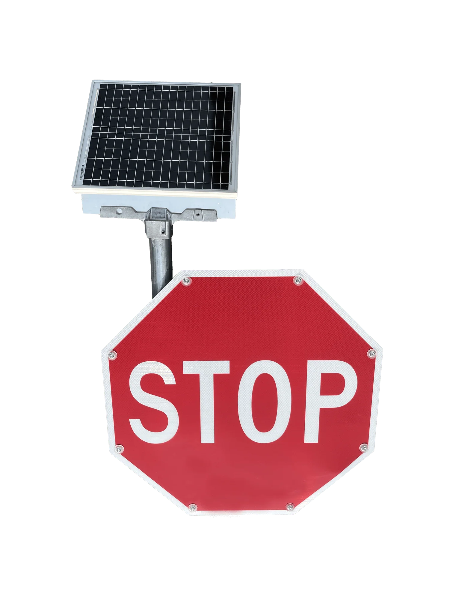 Solar LED Blinking Red Stop Sign 30" / 36" USA Made MUTCD Approved