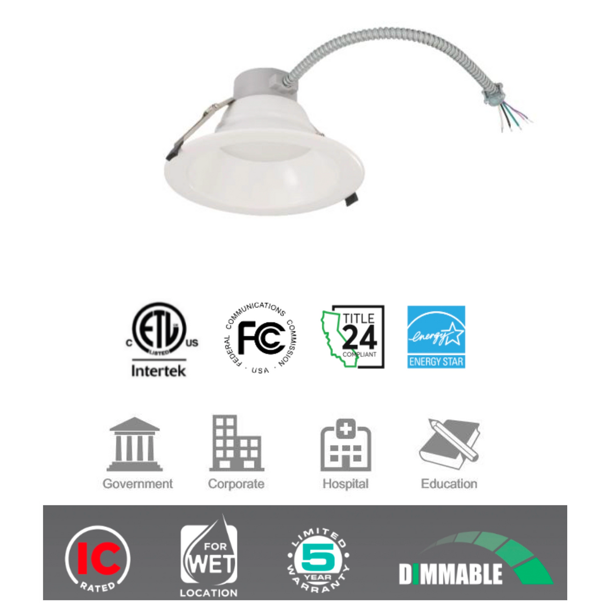 10" LED Downlight - Up to 40W & 4000 Lumen - Dimmable