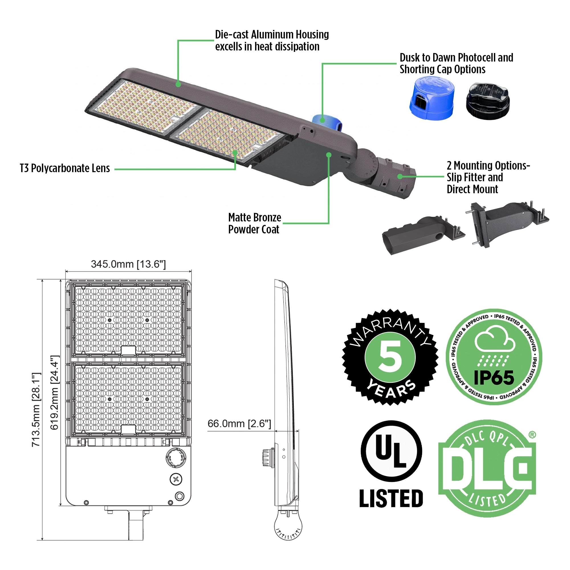 LED HammerHead Up to 500W - Adjustable Flood Light Wall Pack -80,000 Lumen