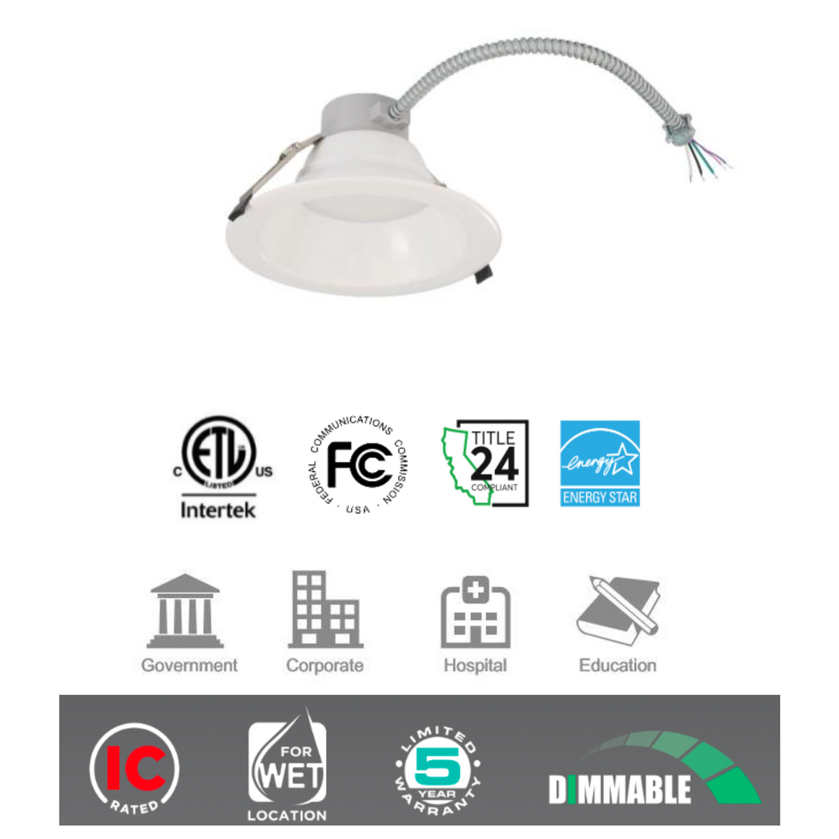 6" LED Downlight - Up to 20W & 2000 Lumen - Dimmable