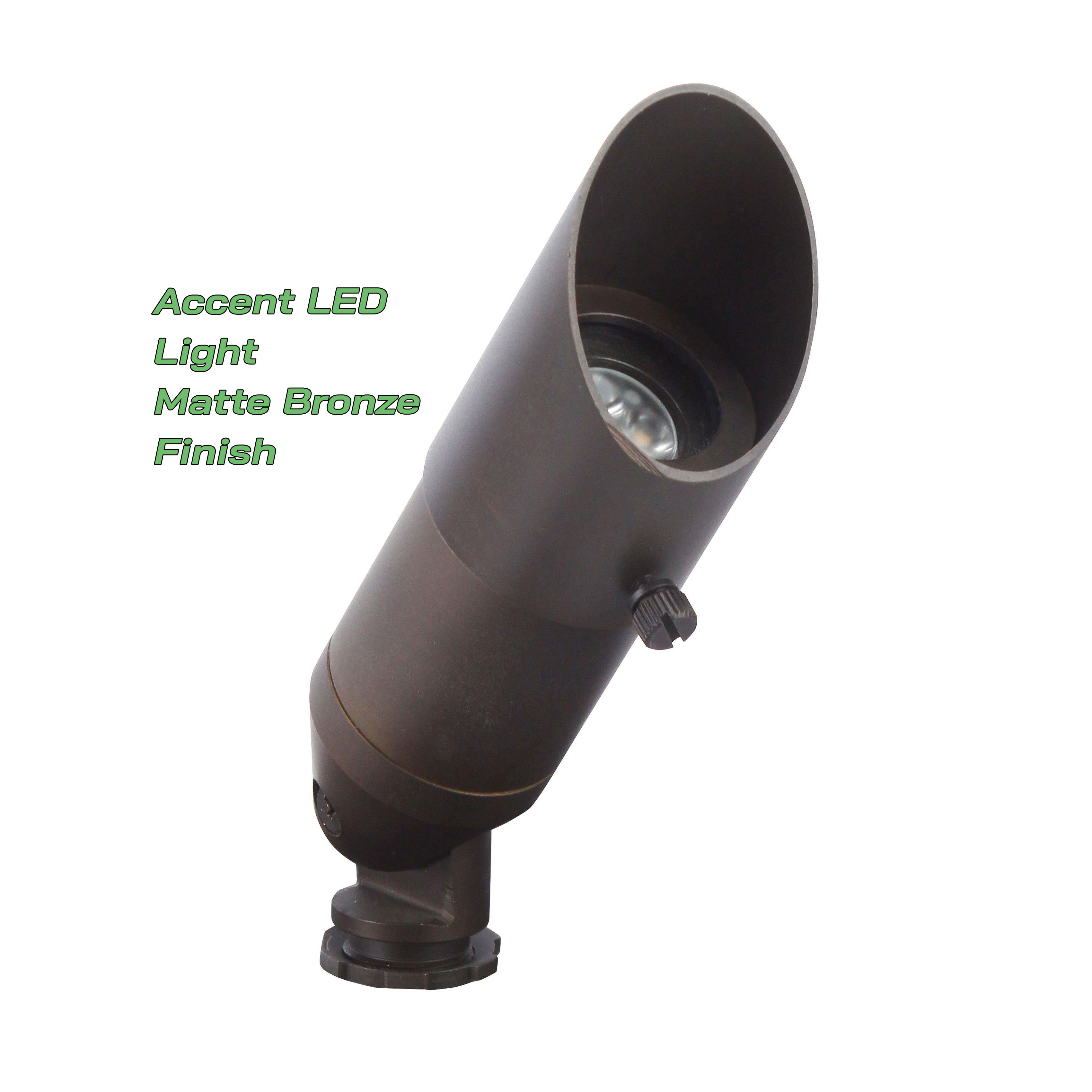 20 LED Light Kit 3 - 75W Transformer w/ 250' Wire | Solid Brass | Matt Bronze or Black | 2700K Warm White