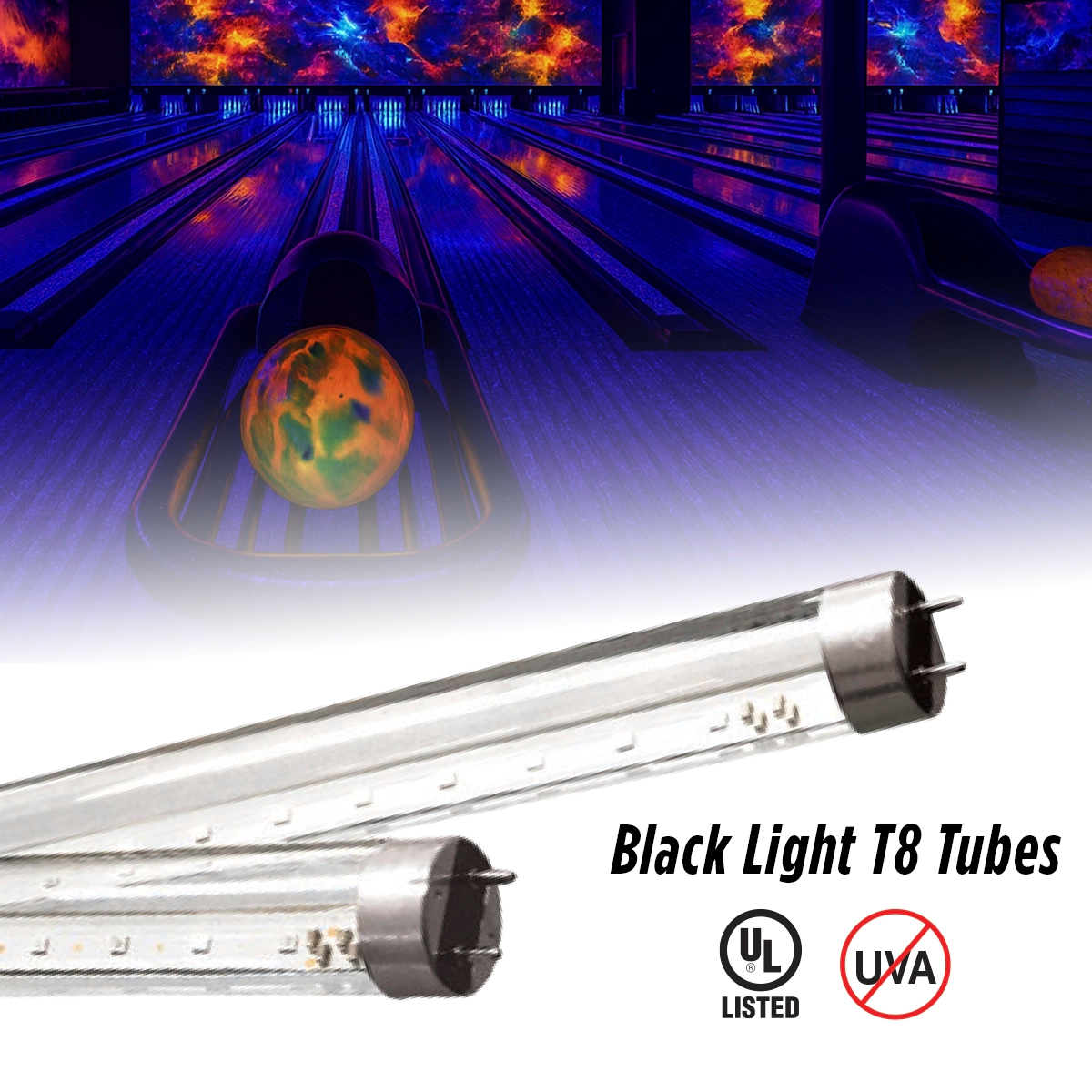 4' Ft. T8 LED Black Light 15W - Ballast Compatible or Direct Wire (Case of 25)