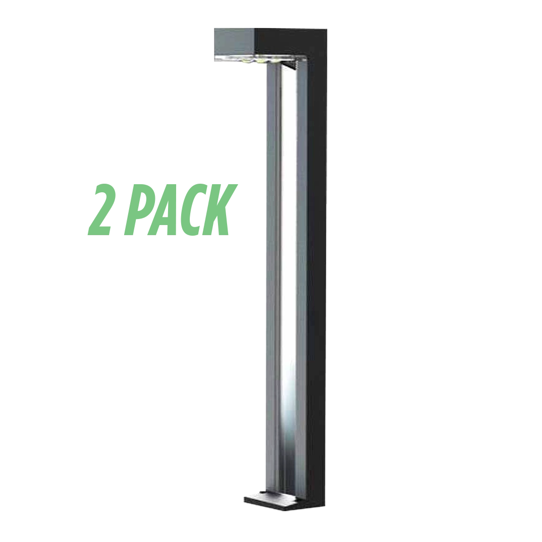 PrimeLights Solar - Solar Powered LED Modern Garden Path Light 1W, 100 Lumens w/ Spike - 2 Pack