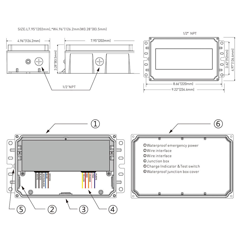Exterior LED Emergency 90 Min Battery Junction Box 18Watt Output