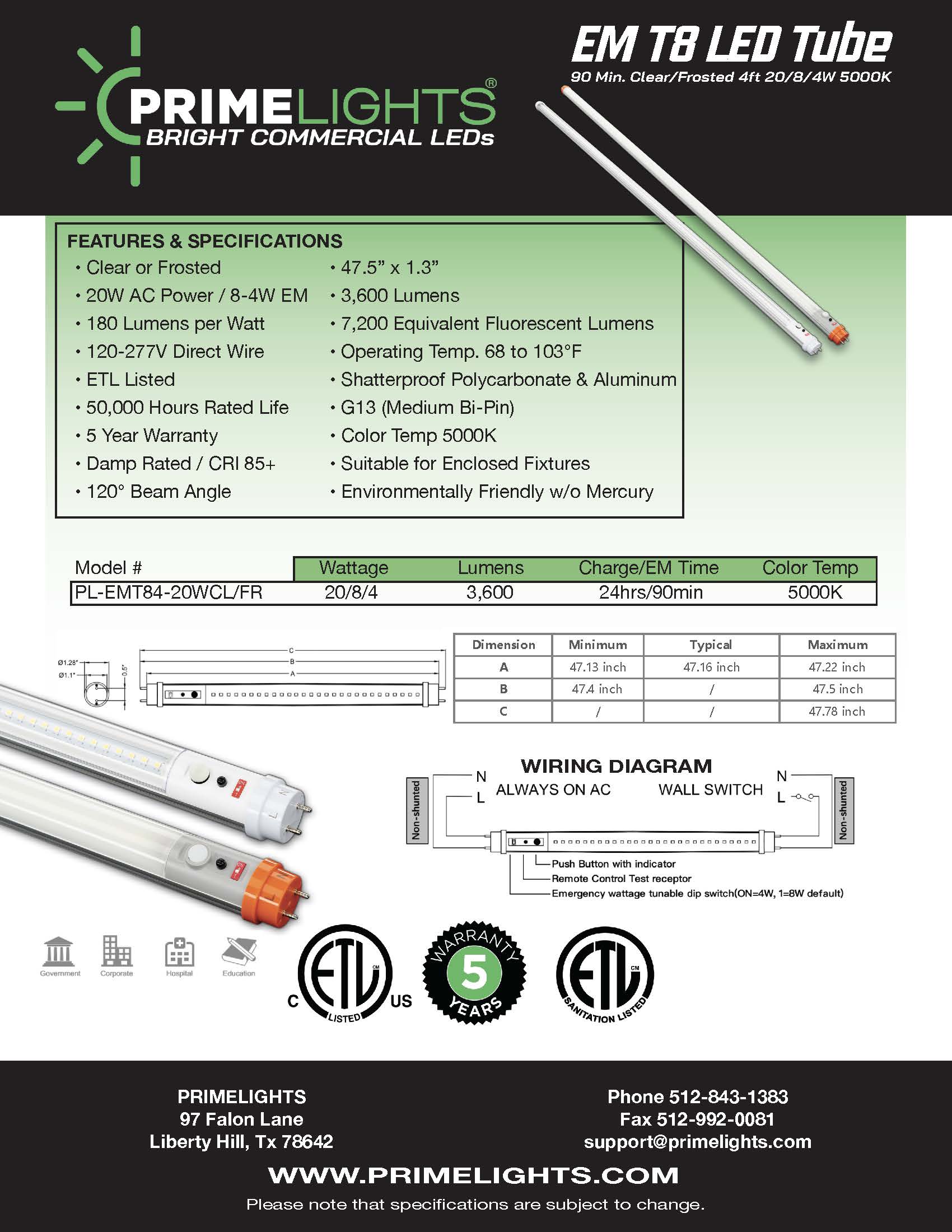 4ft. LED 2 Lamp BOLT® GEN 2.0: Brighter, Most Efficient, Sleeker - 40W LEDs - With 90 Minute Emergency Battery Backup 7,200 lumens