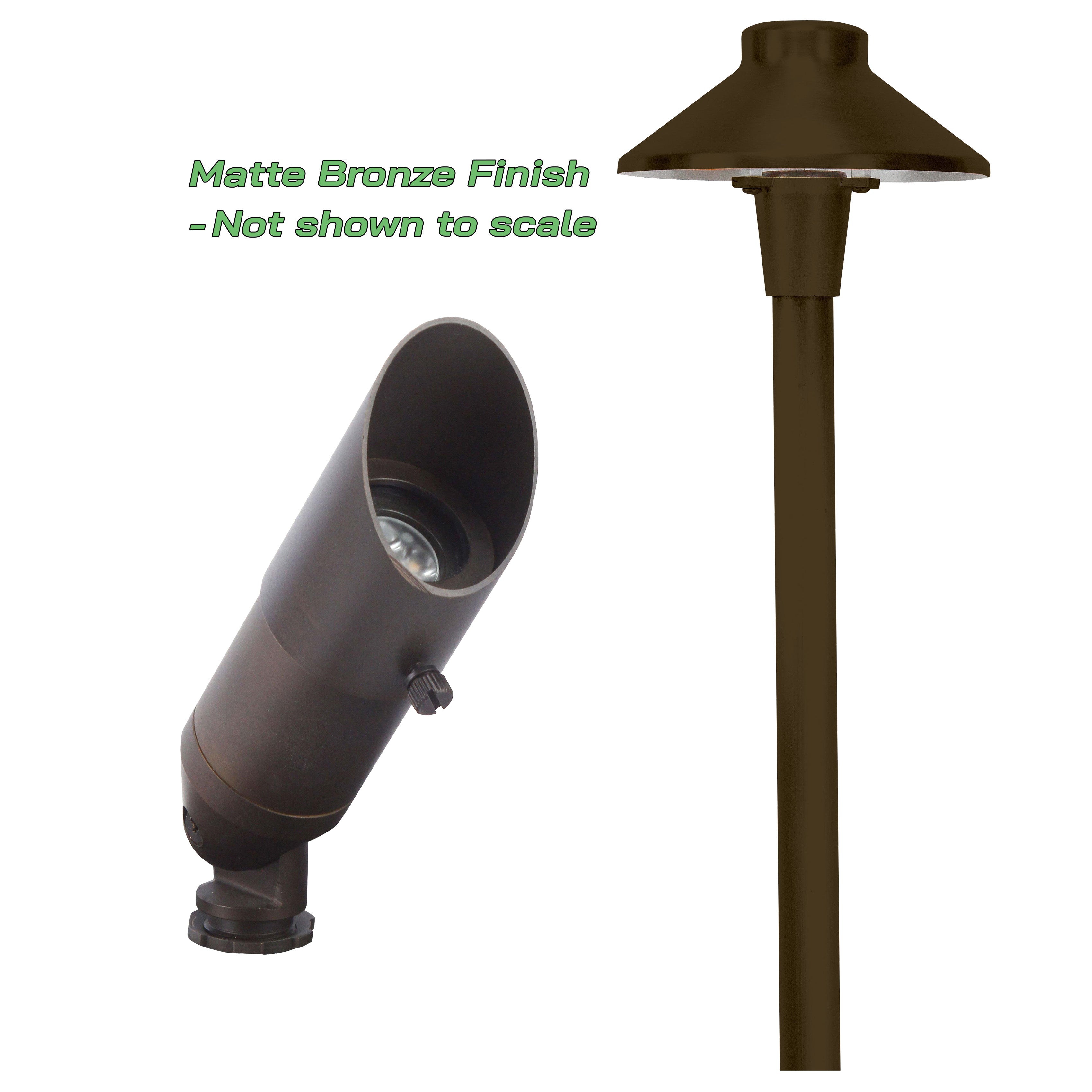 40 LED Light Kit 5 - 300W Transformer w/ 500' Wire | Solid Brass | Matt Bronze or Black | 2700K Warm White