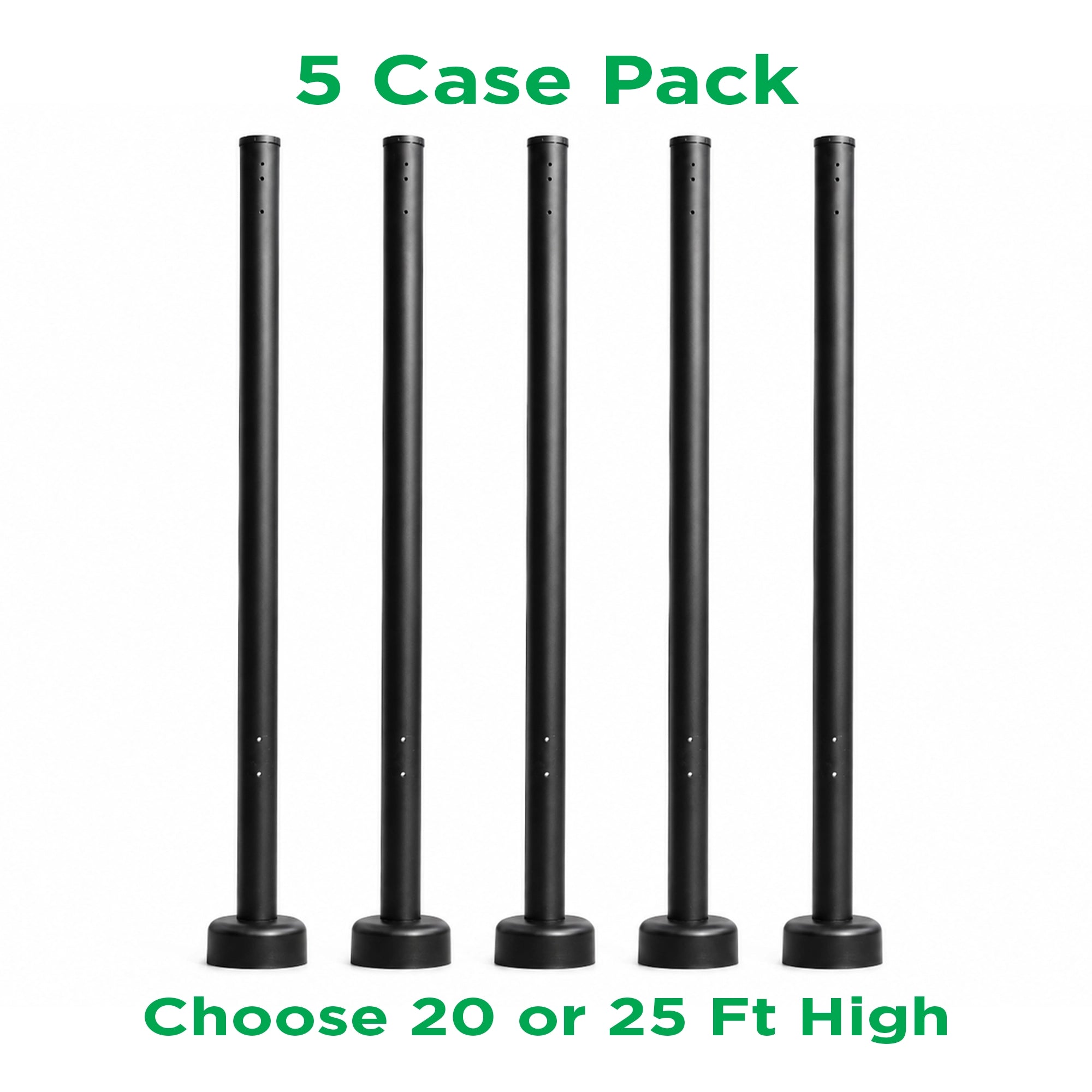 20-25 Ft Round Steel Pole w/ Anchor Bolts & Base - 5 Case Pack