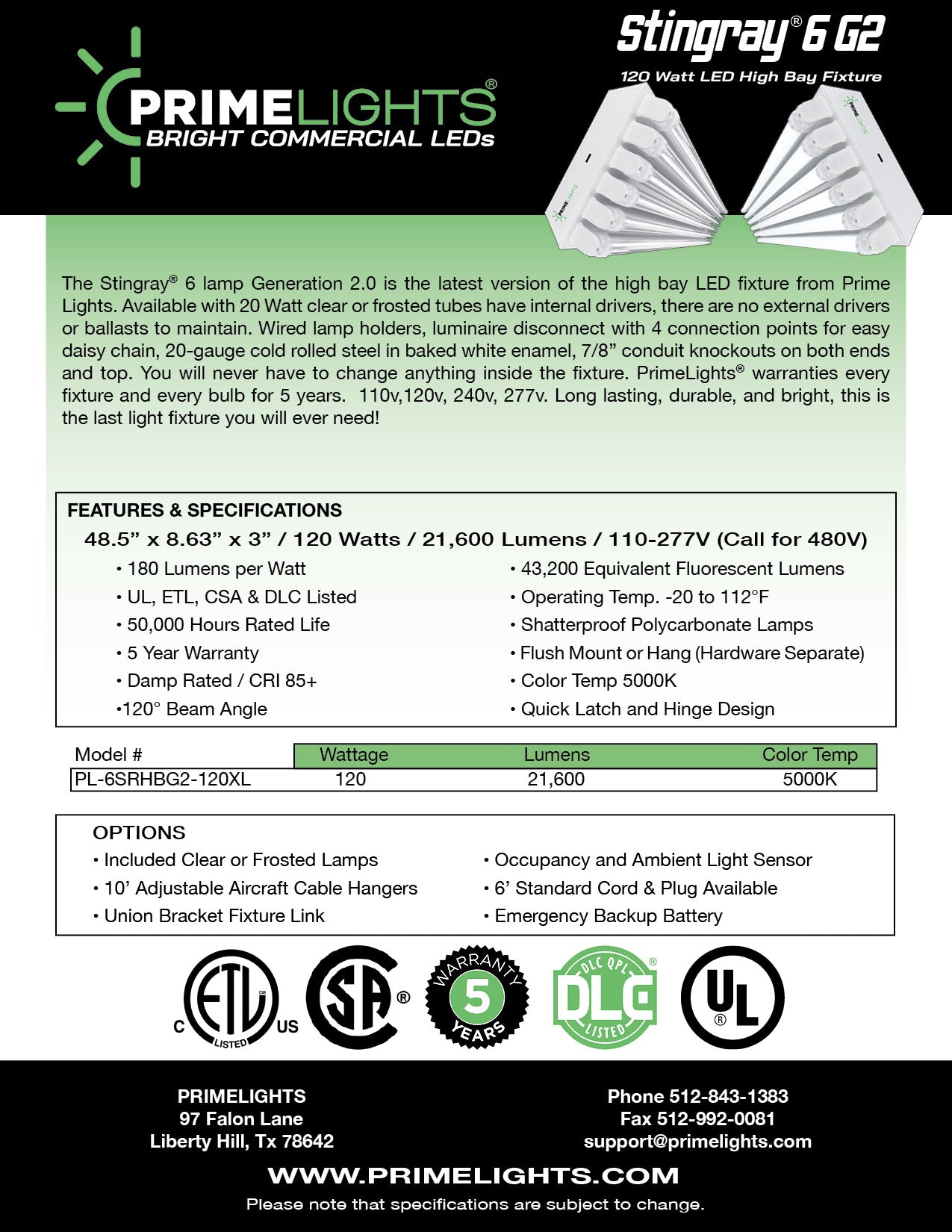 4ft. LED 6 Lamp T8 STINGRAY® 6XL GEN 2.0: Brighter, Most Efficient