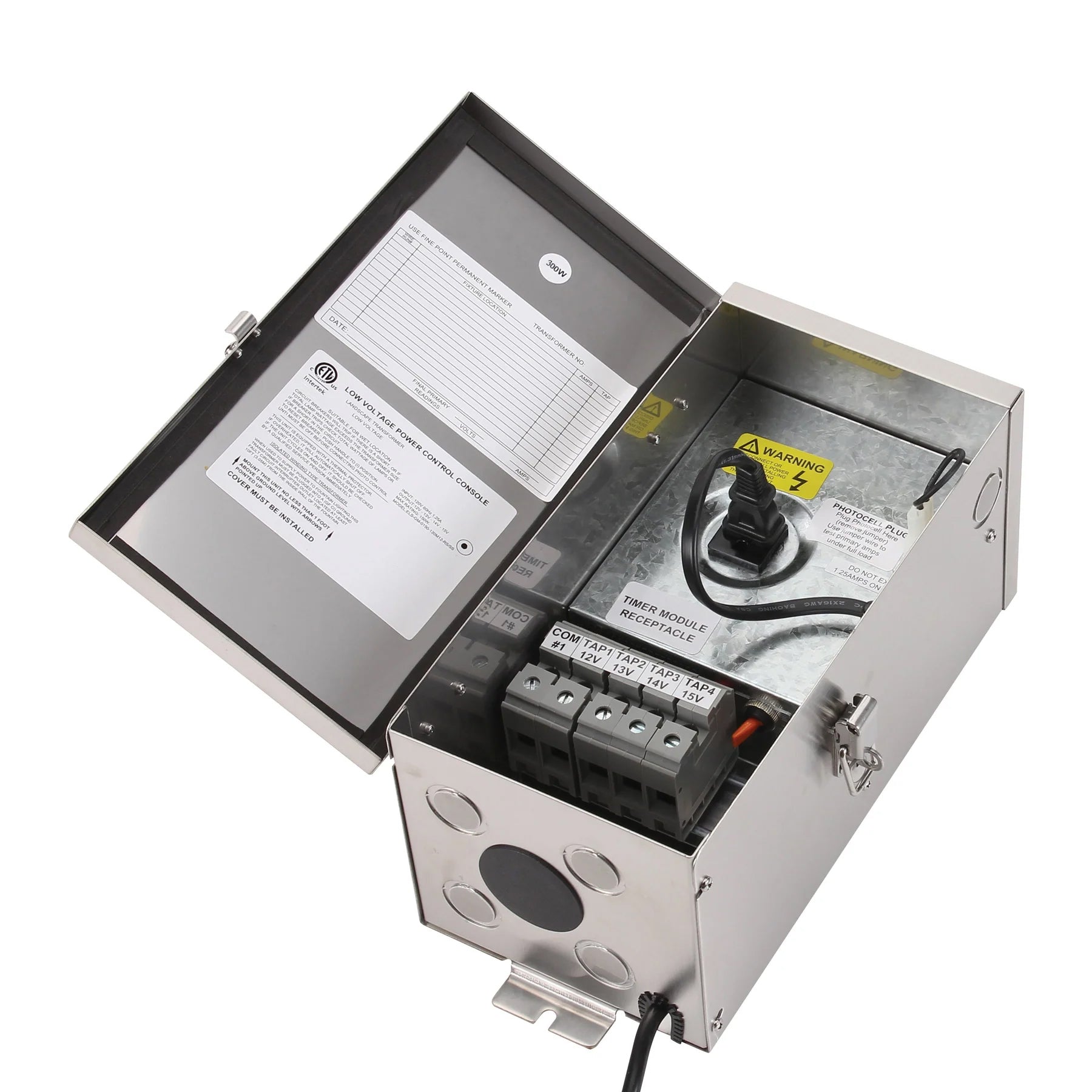 PrimeLights 300W Landscape Lighting Transformer Series | Stainless Steel | 12-15V