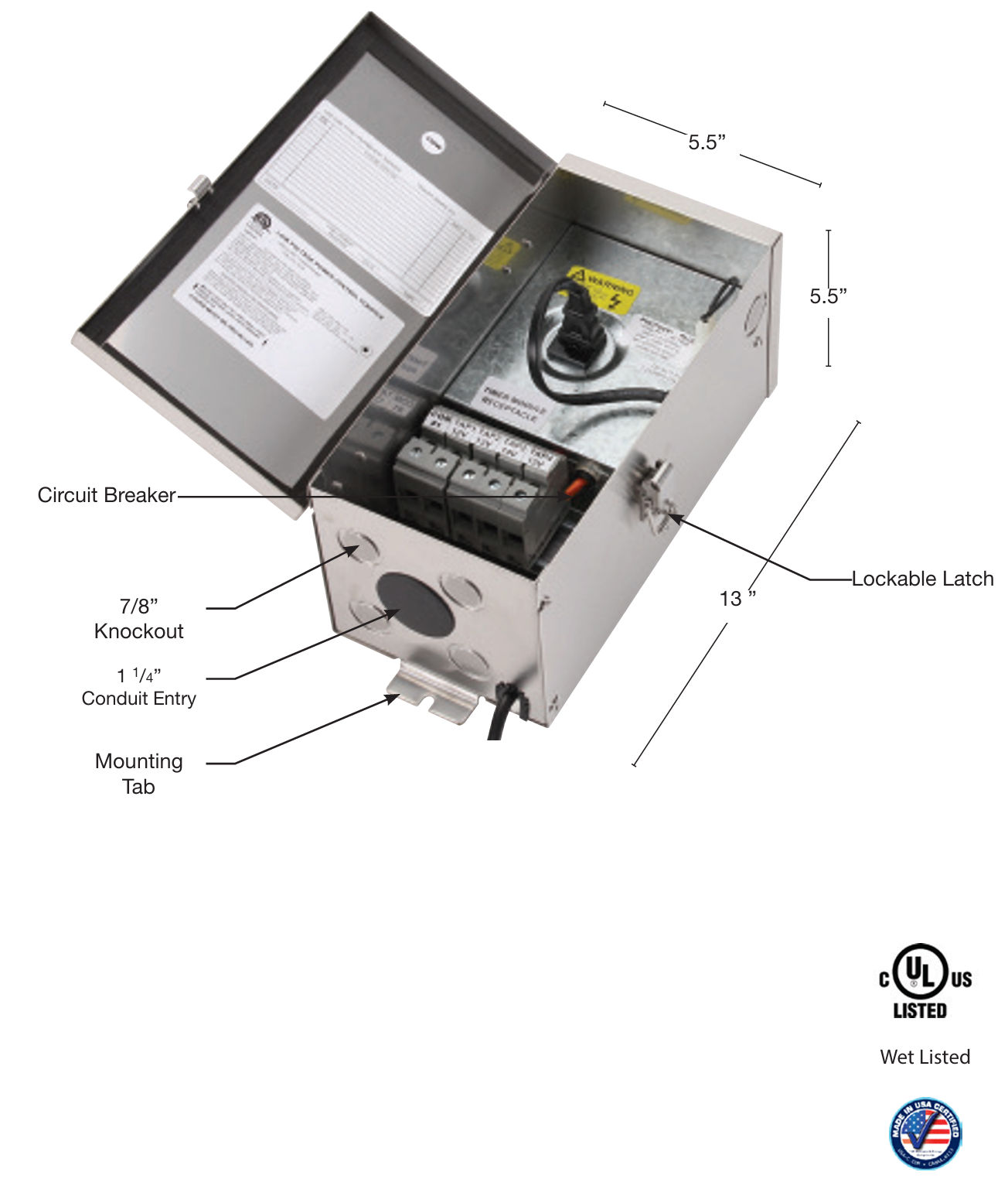 PrimeLights 300W Landscape Lighting Transformer Series | Stainless Steel | 12-15V