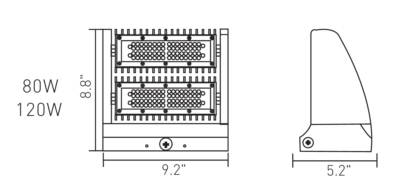 80W LED Wall Pack-Dual Swivel-10,800 Lumen, Photocell, Dimmable