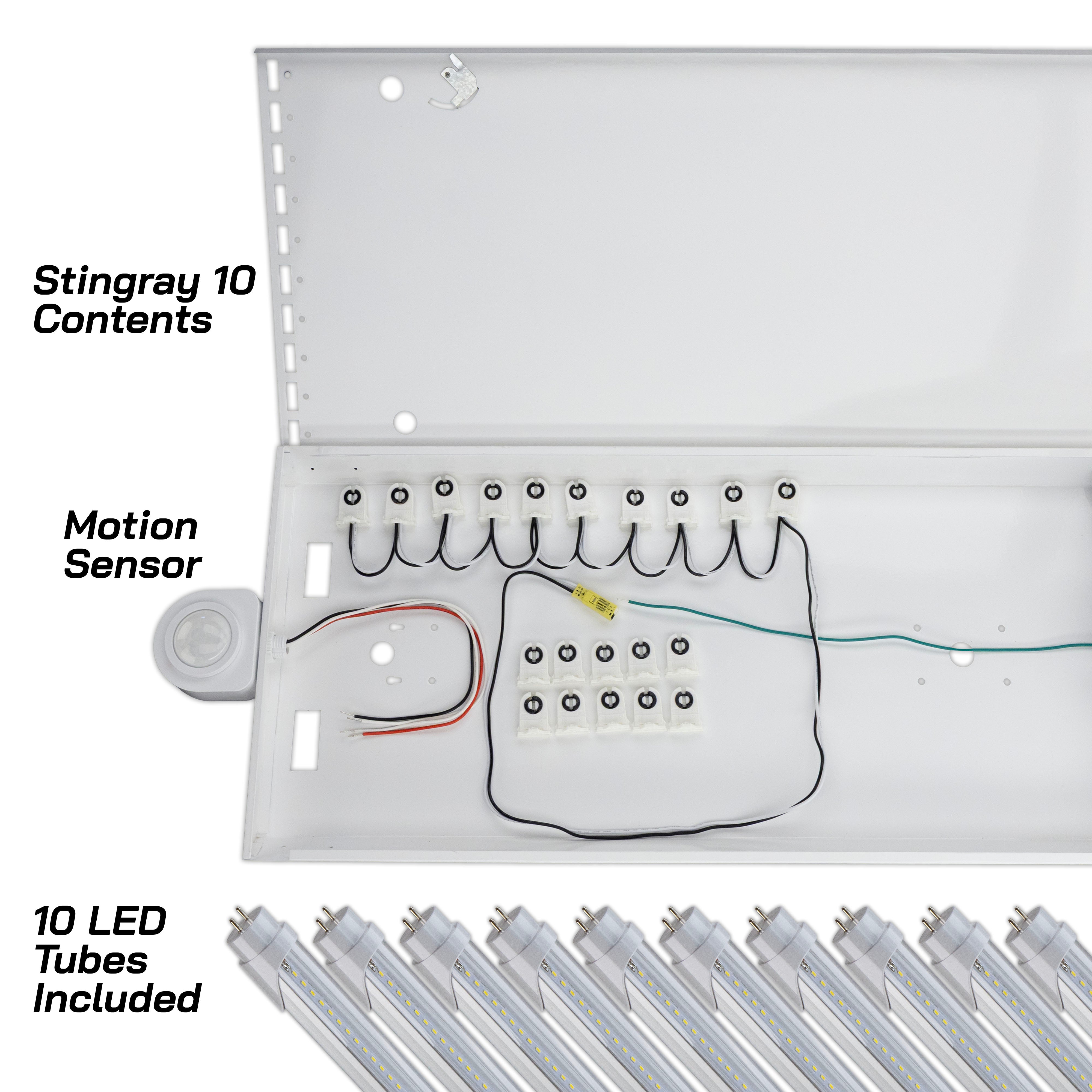 4ft. LED Motion Activated 10 Lamp STINGRAY® GEN 2 (Up to 40 ft Mounting Height) 200W - 36,000 Lumens - Clear/Frosted