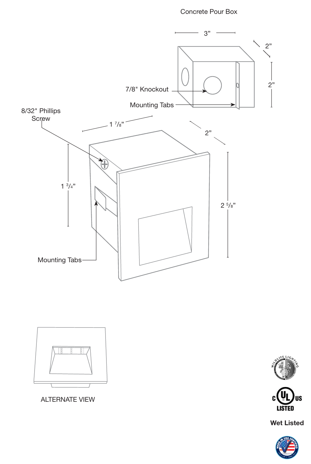 Recessed Wall-Mount Down Light | Solid Brass | Matte Bronze or Black |2700K Warm White