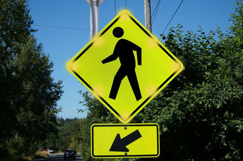 Solar LED Blinking Crosswalk Sign 30" USA Made MUTCD Approved