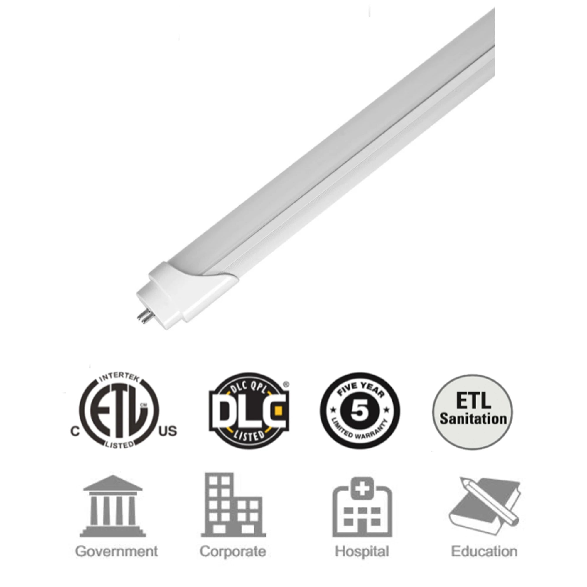 2' LED T8 Bulb 10W Frosted 5K Color Temp - 25 Pack