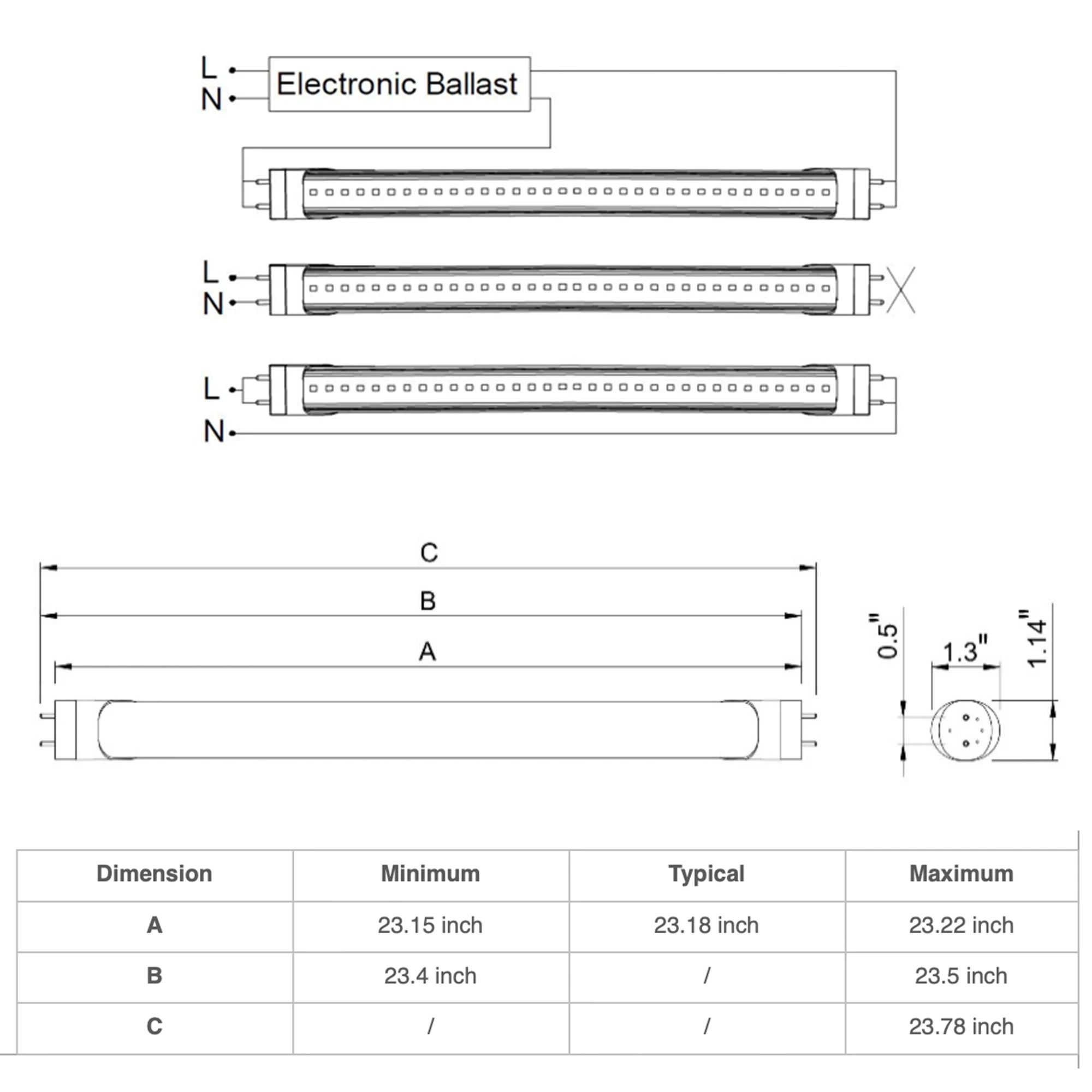 2' LED T8 Bulb 10W Frosted 5K Color Temp - 25 Pack