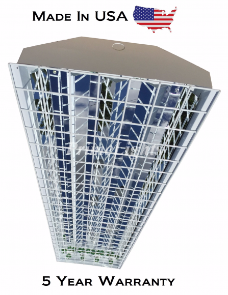 4 Lamp T8 Highbay Fluorescent Fixture W/ Wire Guard