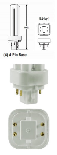 13 Watt G24q-1 Base Double Tube CFL (Case of 100)