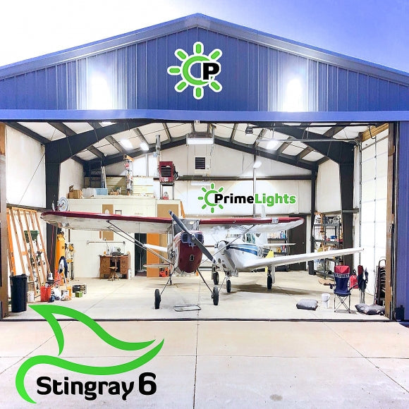 LED 6 Lamp T8 STINGRAY 6XL Highbay Light With 90 Minute Emergency Battery Backup & Wire Guard