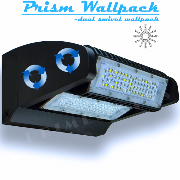 LED Wall Pack- Dual Swivel - 10,400 Lumens, Fully adjustable