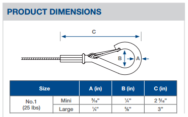 Gripple Aircraft Cable Hook Hanger 25 lbs. (Quantity 50)
