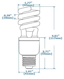 13 Watt Spiral CFL T3 - 60 Watt Replacement (Case of 60)